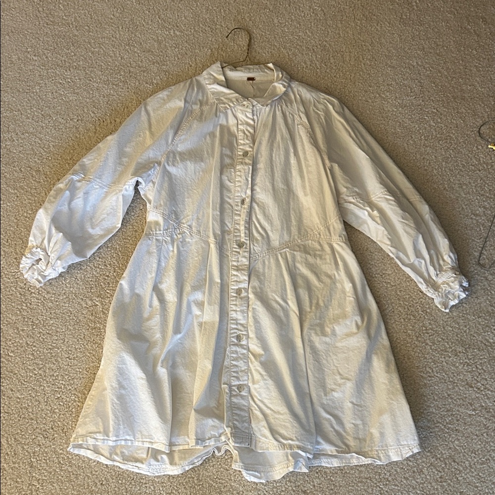 Free People Cream Button-Up Shirt dress